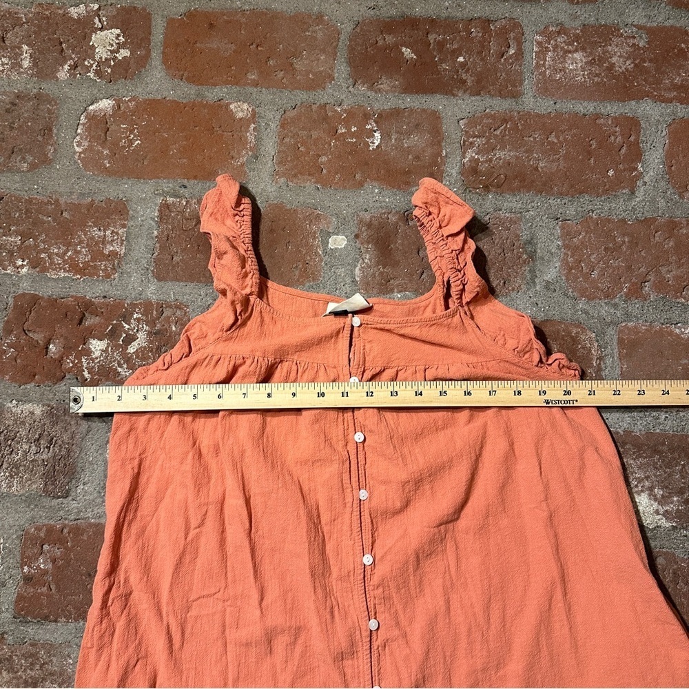 Universal Thread Coral Apricot Orange Flutter Sleeveless Button-Down Large Dress - Picture 7 of 15